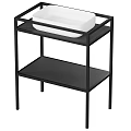 Modern Bathroom Sink Stand With Black Metal Frame And White Square Basin