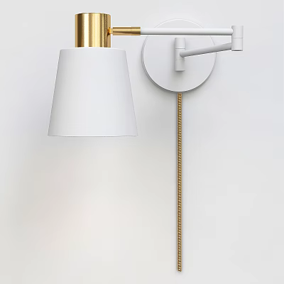 Sleek White Wall Lamp With Gold Accent And Adjustable Arm For Modern Interior Decor 3d model