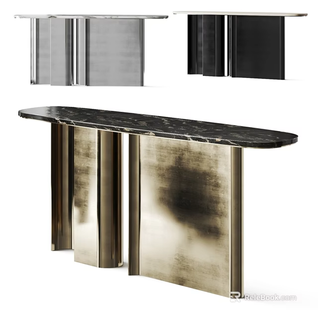 Modern Entryway Console Table With Sleek Metal Frame And Marble Top 3d model 