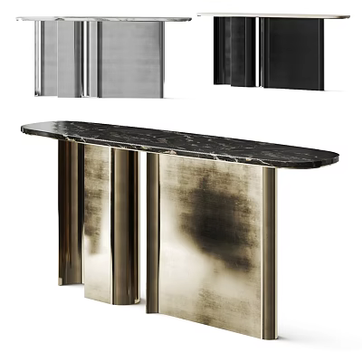 Modern Entryway Console Table With Sleek Metal Frame And Marble Top 3d model