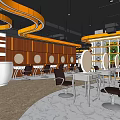Modern Beauty Hair Salon Interior With White Worktable Black Chairs Wooden Cabinets And Vintage Tram Mural