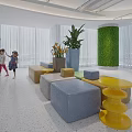 Vibrant Multicolor Cube Leisure Chairs Set For Bright Spacious Modern Public Children Lounge Space