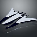 Three Black And White Shark Fin Shaped Objects With Reflective Surface On Gray Background 3d model