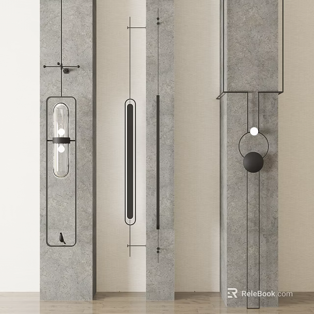 Modern Wall Lamps With Sleek Metal Frames And Glass Shades For Interior Decoration 3d model 