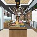 Supermarket Department Store Interior Featuring Aisles Shelves Products And Ceiling Lighting 3d model