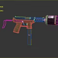 Tactical Submachine Gun With Wooden Grip Metal Barrel Detachable Magazine And Muzzle Device