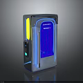Modern Security Electronic Device with Blue Screen Yellow Indicator and Metallic Finish 3d model