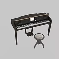 Black Digital Piano and Art Supplies Setup with Wooden Bench and Palette