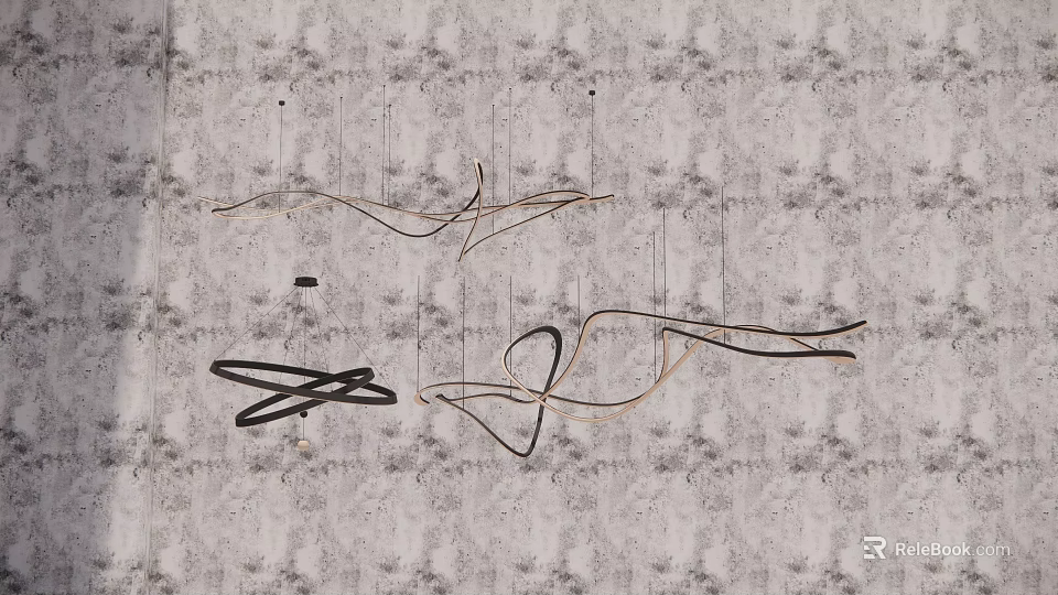 Modern Pendant Light With Abstract Curved Lines And Minimalist Metal Design For Interior Decor 3d model 