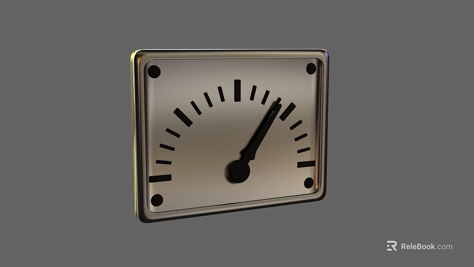 Industrial Equipment Measuring Gauge with Square Metal Frame Black Scale and Pointer 3d model 