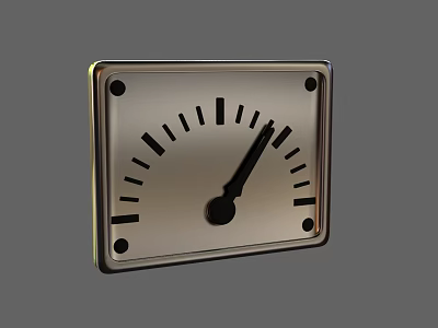 Industrial Equipment Measuring Gauge with Square Metal Frame Black Scale and Pointer 3d model