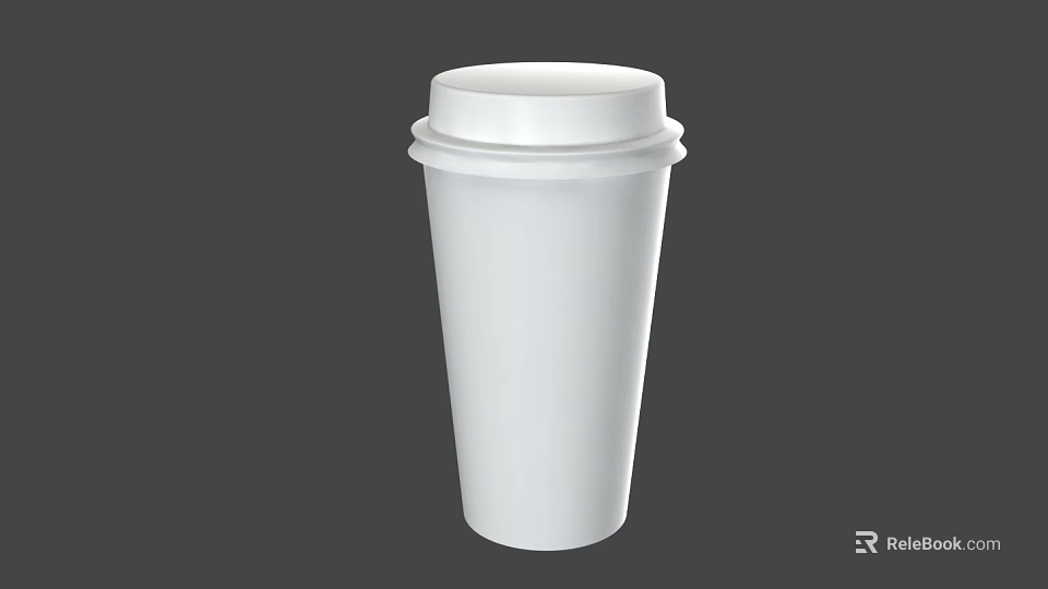 White Disposable Beverage Cup With Lid For Hot Drinks Simple Design 3d model 