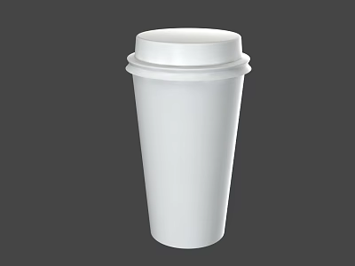 White Disposable Beverage Cup With Lid For Hot Drinks Simple Design 3d model
