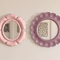 Decorative Round Petal Shaped Pink And Purple Mirrors On Wall