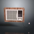Window Type Air Conditioner With Wooden Frame Grille And Power Cord For Home Use