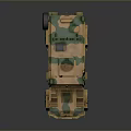 Camouflage Painted Military Vehicle With Armored Body And Roof Mounted Antenna