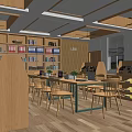 Modern Book Bar Desk and Chair Combination Bookshelf Bookcase Books 3d model