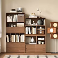 Modern Middle Ancient Style Low Bookcase Low Bookshelf Floor Cabinet Storage Cabinet Locker 3d model