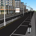 Bustling Commercial Street With Multi Storey Buildings Shop Signs Outdoor Seating And Pedestrians