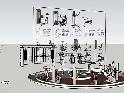 Essential Sports Equipment for Home and Gym Use Including Treadmills Dumbbells and Exercise Machines 3d model