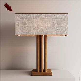 Quiet Ancient Solid Wood Lampshade Table Lamp 3d model