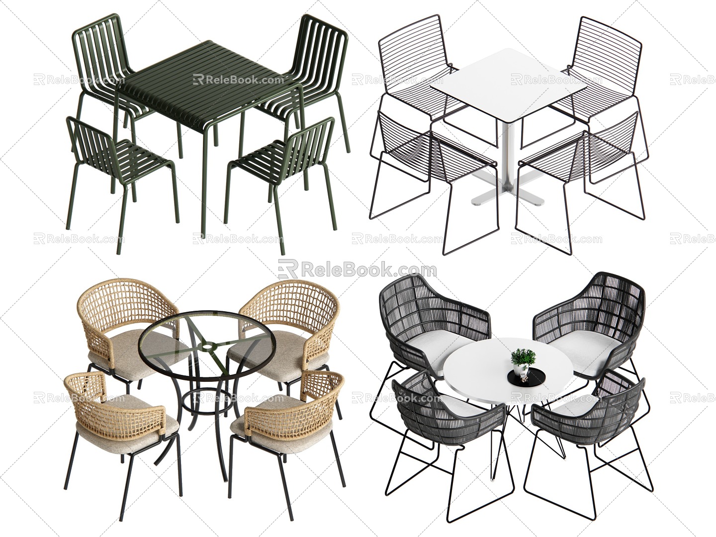 Modern outdoor furniture combination leisure table and chair combination 3d model