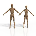 Wooden Mannequins With Articulated Joints Standing On White Background Holding Hands