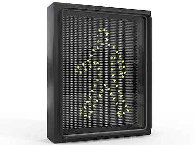 Outdoor Pedestrian Traffic Light With Black Frame And Yellow LED Dots 3d model