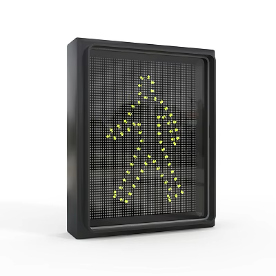 Outdoor Pedestrian Traffic Light With Black Frame And Yellow LED Dots 3d model