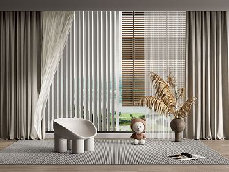 Modern venetian blinds curtain dream curtain gauze curtain cloth curtain 3d model