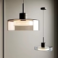 Modern Glass Pendant Lighting With Transparent Shade And Black Metal Hanging Design For Interior