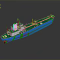 Green Deck Red Hull Maritime Vessel With White Superstructure And Antennas