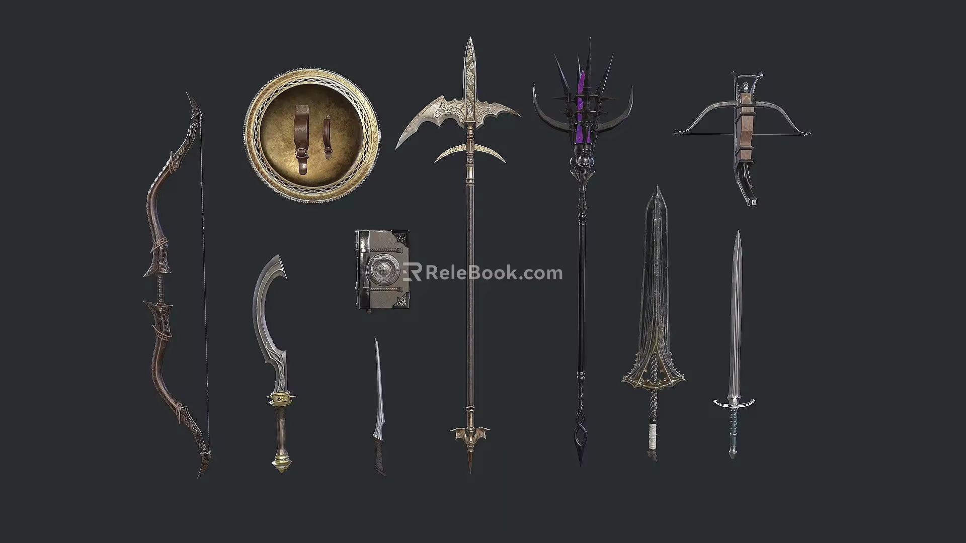 Weapon Shield Lance Bow Sword 3d model