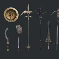 Weapon Shield Lance Bow Sword 3d model