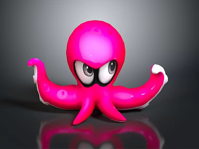 Playful Pink Octopus Character Stuffed Toy With Big Eyes And Tentacles 3d model