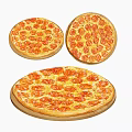 Three Different Sizes of Pepperoni Pizza with Melted Cheese on Wooden Boards