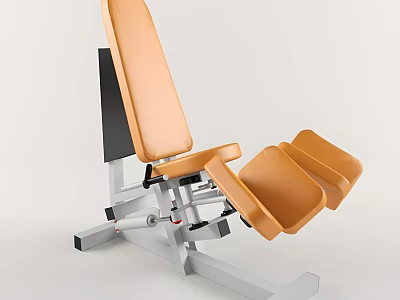 Adjustable Fitness Training Bench With Orange Padded Seat And Gray Metal Frame 3d model