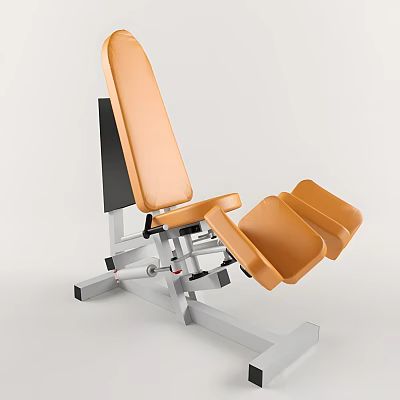 Adjustable Fitness Training Bench With Orange Padded Seat And Gray Metal Frame 3d model