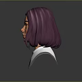 Stylized Female Game Movie Character With Purple Hair And Orange Eyes