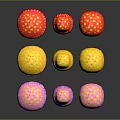 Colorful Mushroom Shaped Decorative Ornament Set With Polka Dot Patterns For Home Decor