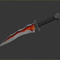 Epic Fantasy Sword With Red Glowing Blade And Gray Metallic Hilt Design
