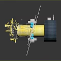 Yellow Spacecraft With Blue Components And Large Solar Panels For Space Exploration