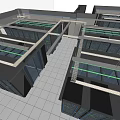 Modern Data Center With Neatly Arranged Server Racks And Blue Lighting 3d model