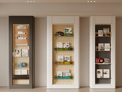Modern Dark And White Open Shelving Units With Multiple Storage Shelves Displaying Decorative Items 3d model