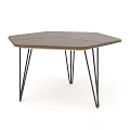 Elegant Modern Coffee Table With Hexagonal Wooden Top And Black Metal Legs Design