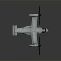 White Tiltrotor Military Aircraft With Twin Propellers On Gray Background And Reflection Effect
