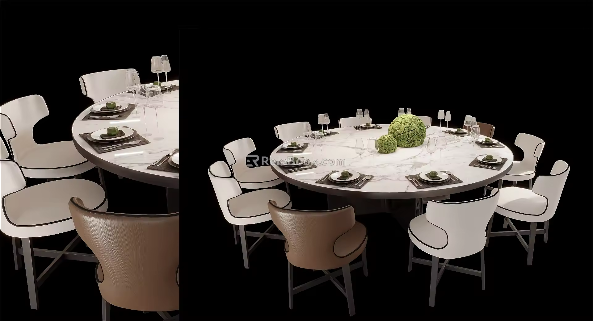 Dining table and chair combination 3d model
