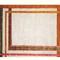 Square Area Rug With Multicolor Striped Borders And Light Beige Center 3d model