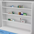 Blue And White Modern Storage Cabinets With Glass Doors Drawers And Shelves