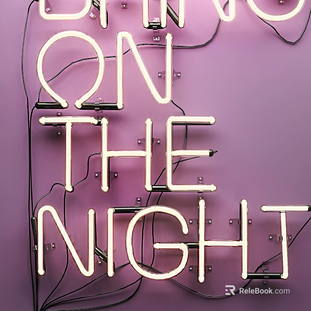 Bright Neon Decorative Light Displaying ON THE NIGHT on Purple Wall for Home Decor 3d model 
